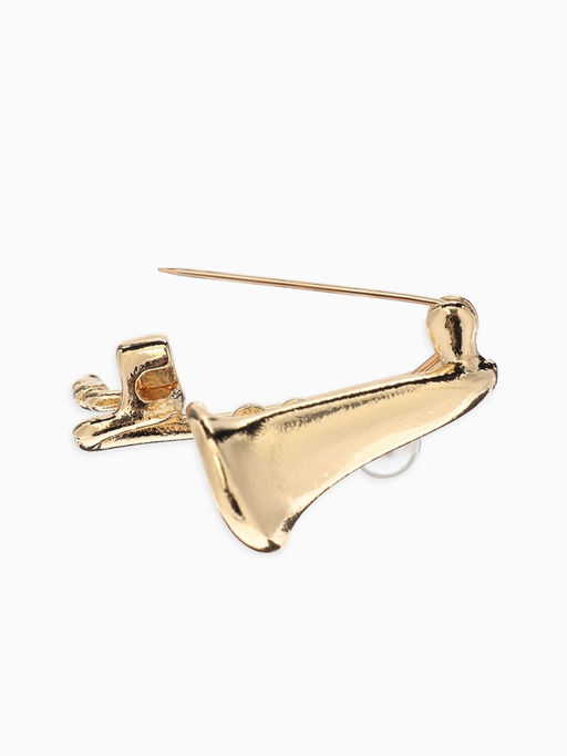 Брошь «Саксофон», музыка, жемчуг, цвет белый в золоте