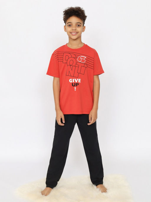 CRB wear/CSJB 50167-28 Пижама для мальчика (футболка, брюки),терракотовый/Ex.Cherubino  фото 2