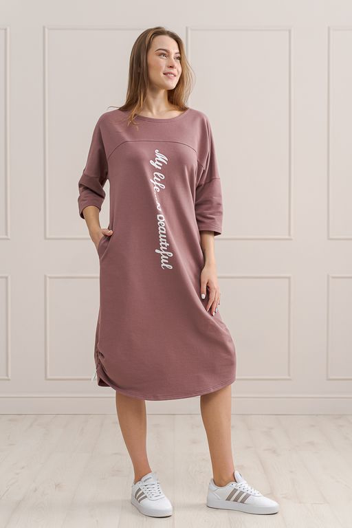 Платье женское из футера My life бежевый - Амадэль фото 2