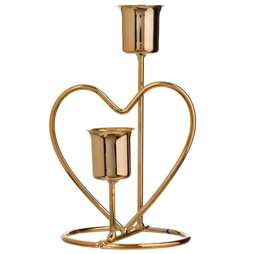 Подсвечник на 2 свечи Сердце, d=2.5 см под золото, 17.5?10?8 см