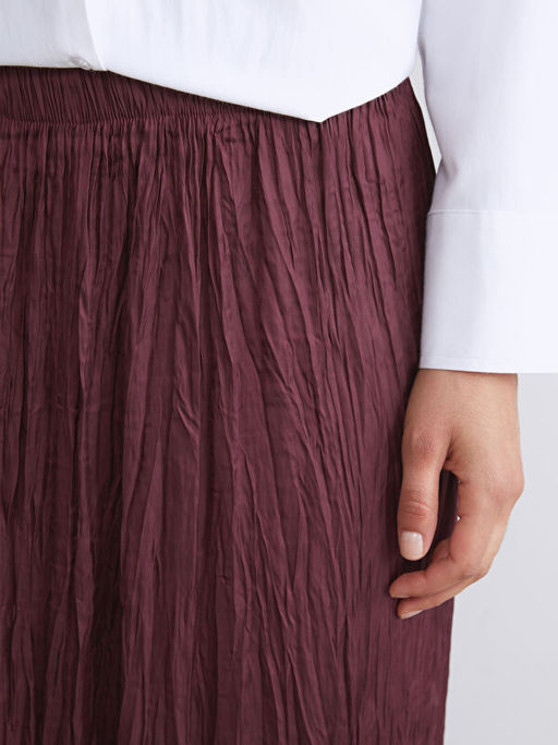 Beli Lastikli Saten Pileli Etek