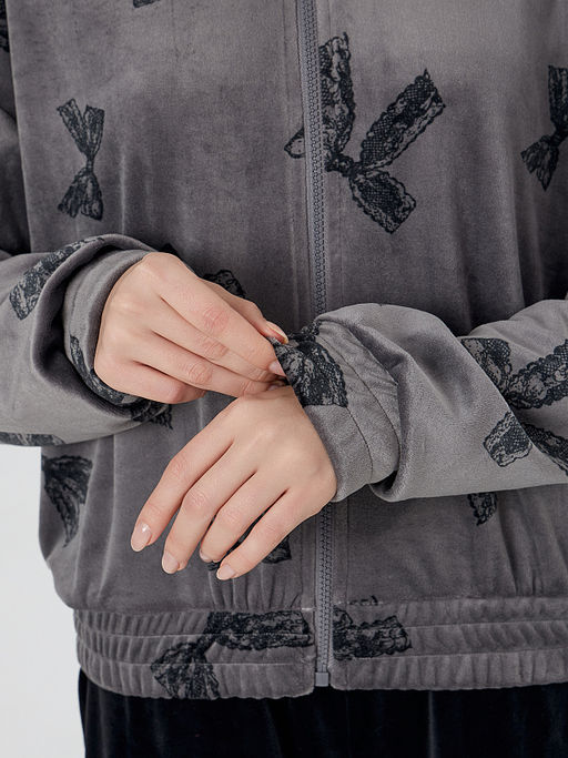 Толстовка женская велюровая серая с узором бантики - Mark formelle фото 4