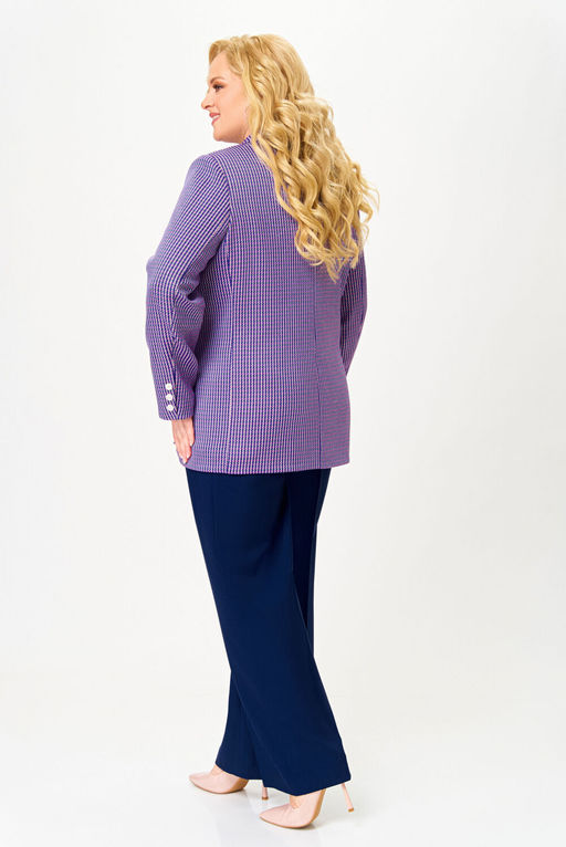 Жакет Swallow 816.1 Лилово-молочная мелкая гусиная лапка фото 3