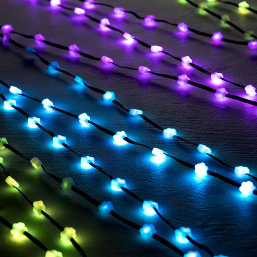 Умная гирлянда Нить 5 м роса с насадками Цветочки, IP20, тёмная нить, 100 LED, пульт ДУ, приложение, свечение RGB, USB - Luazon lighting фото 3