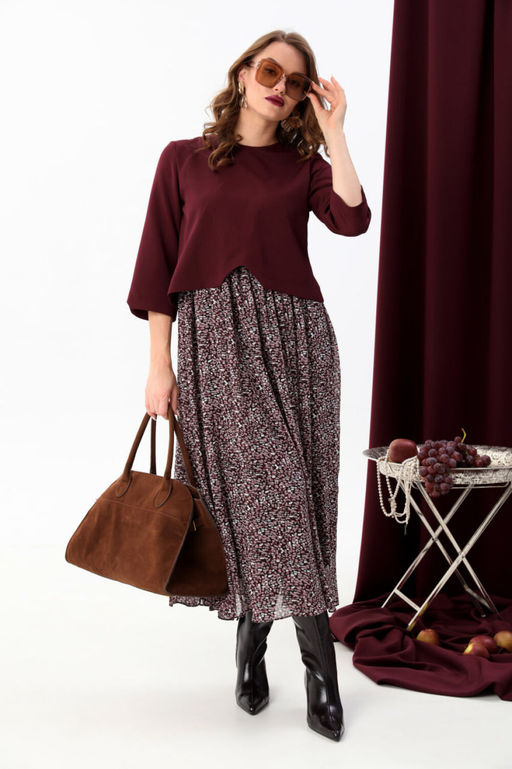 Платье NIKVA н740-14 винная абстракция  фото 5