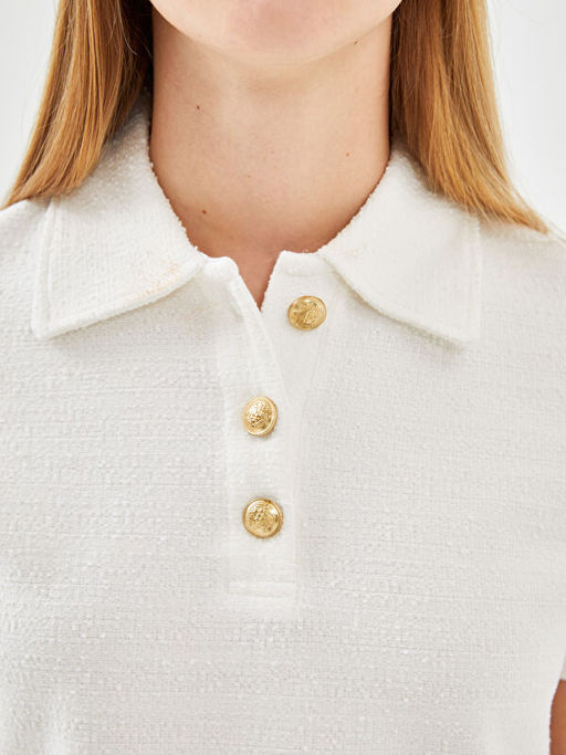 Polo Yaka Dokulu Kad?n Ti??rt