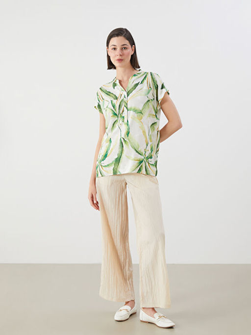 Ka??k Yaka ?i?ekli Bluz