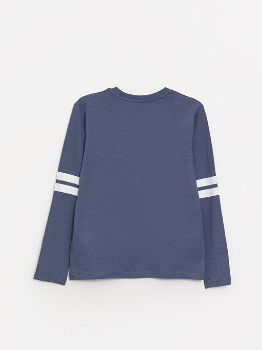 Bisiklet Yaka Bask?l? Uzun Kollu Erkek ?ocuk Ti??rt - Waikiki фото 2