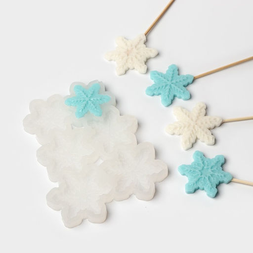 Форма для леденцов Снежинки, силикон, 6 ячеек, 17?10?0.8 см, d=5 см, d=4.5 см, прозрачная