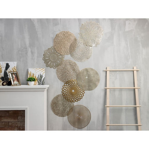 Цена за 12 шт. Салфетка сервировочная на стол Доляна Цветок, d=43 см, цвет золотой  фото 6