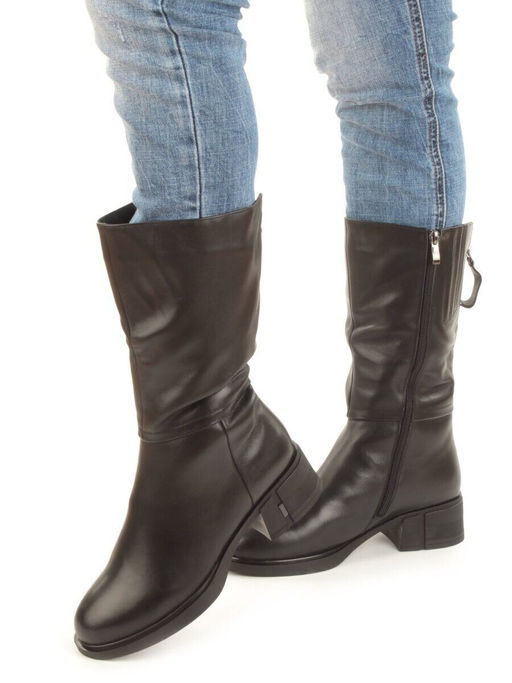 ZA4232M BLACK Сапоги зимние женские (натуральная кожа, натуральный мех)