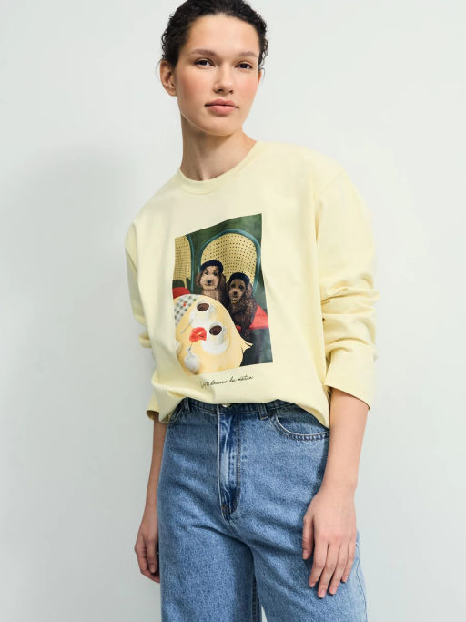 Прямой лонгслив с принтом / Zarina фото 2