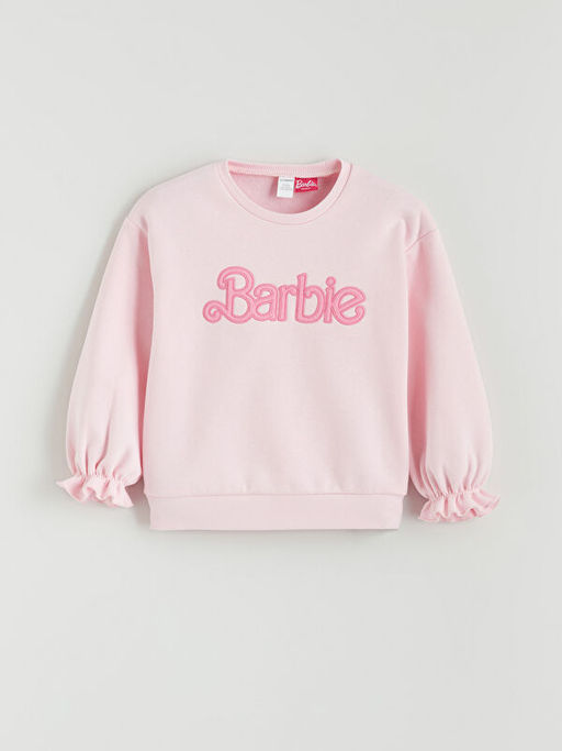 Bisiklet Yaka Barbie Nak??l? K?z ?ocuk Sweatshirt