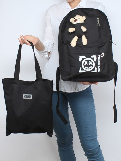 Комплект MF-9573 (рюкзак+2шт сумки+пенал+монетница) 1отд, 5внеш+1внут/карм, черный SALE 256528 - Adelia фото 4