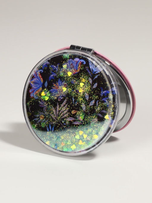 Цена за 2 шт. Зеркало складное Цветы, d=7.2 см, с увеличением х2, чёрное, фиолетовое - Qf фото 2