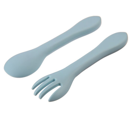 Набор детский столовых приборов, вилка и ложка, цвет голубой - Крошка я фото 4