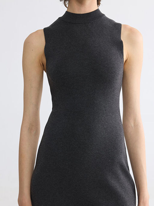 Bisiklet Yaka Bodycon Triko Elbise