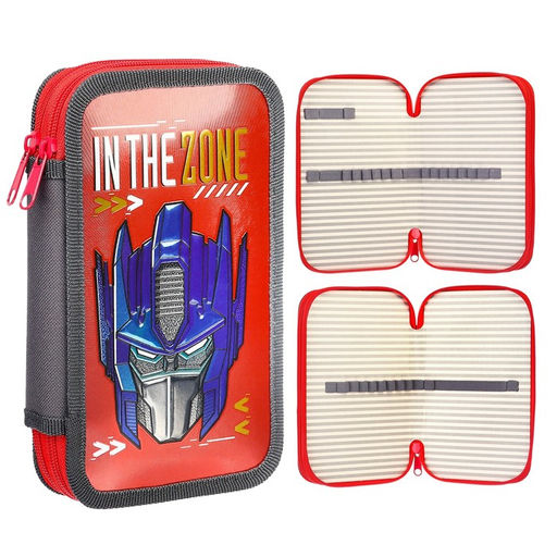 Пенал каркасный с эффектом металлик, 2 секции, 12.5×20.5×4 см, ламинированный картон, «Трансформеры»