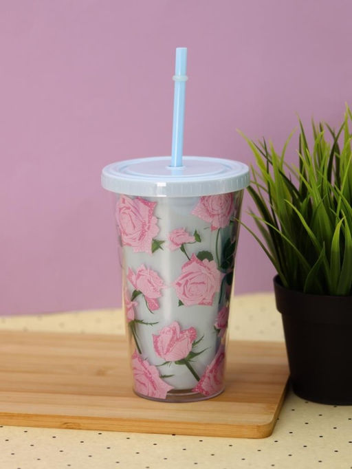 Тамблер iLikeGift "Spicy roses", blue (450 мл)