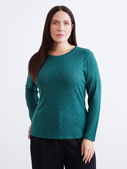 Bisiklet Yaka Puantiyeli Kad?n Body