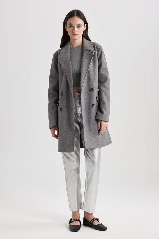 Прямая посадка, обычная форма, нормальная талия, длина до щиколотки, джинсовые брюки с эффектом металлик - Defacto фото 5