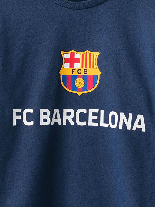 Bisiklet Yaka Barcelona Bask?l? Uzun Kollu Erkek ?ocuk Ti??rt - Waikiki фото 3