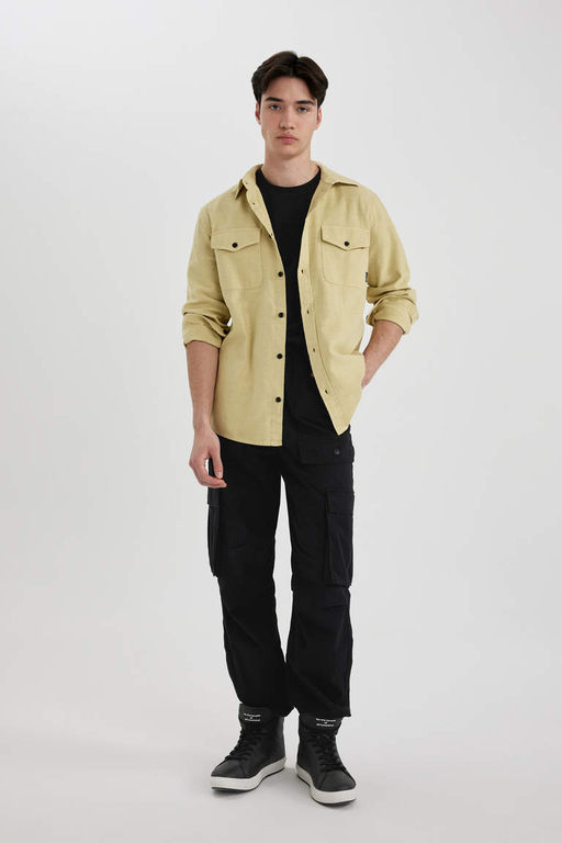 Хлопковая рубашка обычного кроя с длинными рукавами - Defacto фото 2