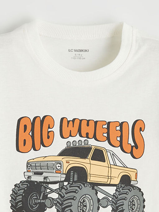 Bisiklet Yaka Bask?l? Erkek ?ocuk Ti??rt 2li