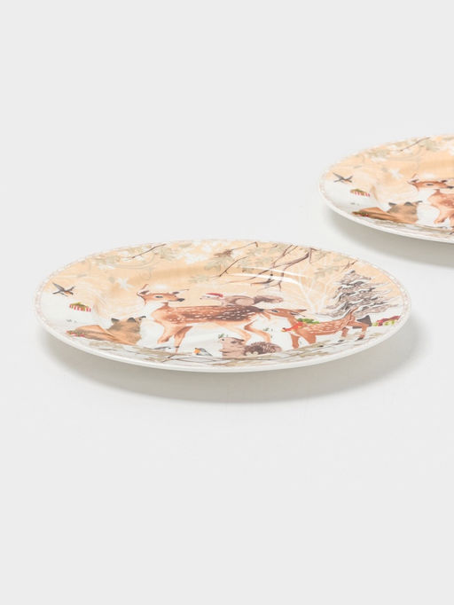 Набор тарелок новогодних Лесное чудо, 2 шт., d=19 см, керамика, подарочная упаковка, бежевый - Simaland фото 4