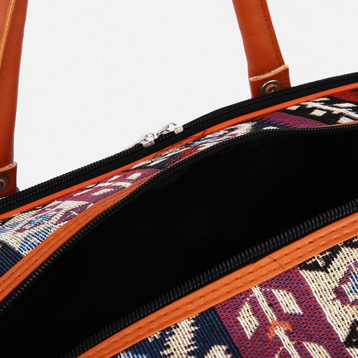 Сумка дорожная, 2 отдела на молниях, длинный ремень, цвет рыжий/разноцветный - Simaland фото 4