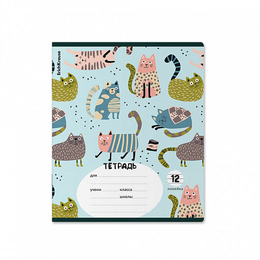 Цена за 10 шт. Тетрадь школьная ученическая ErichKrause Animalism, 12 листов, линейка (в плёнке по 10 шт.)_MIX-PACK  фото 3