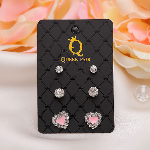 Цена за 2 шт. Пусеты 3 пары «Сердце», цвет МИКС