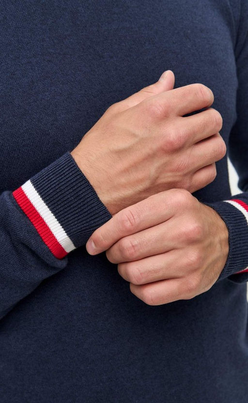 Пуловер однотонный мужской с V-образным вырезом F021-15-0046 blue melange - Fine joyce фото 6