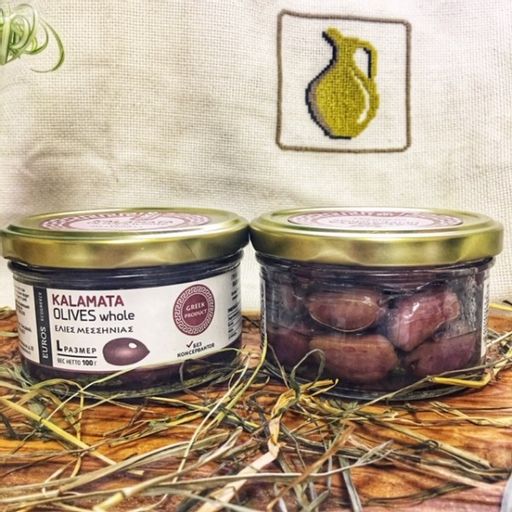 Оливки Каламата с косточкой, Греция, ст.банка, 100г - Evros фото 2