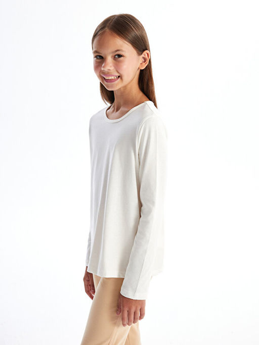 Bisiklet Yaka Uzun Kollu K?z ?ocuk Ti??rt