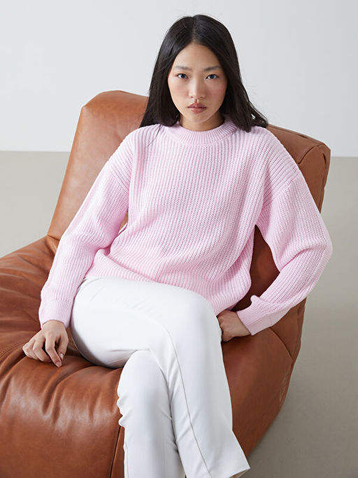 Bisiklet Yaka Oversize Kad?n Triko Kazak