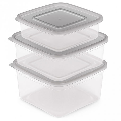 Контейнер для продуктов пластмассовый, набор 3 шт: 1л, 0,4л, 0,7л, подходит для СВЧ (Россия) - Домашняя мода фото 2