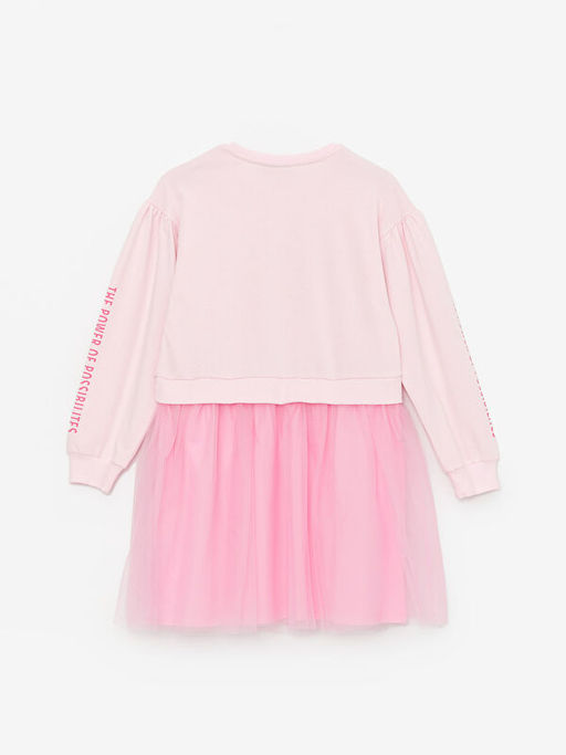 Bisiklet Yaka Barbie Bask?l? Uzun Kollu K?z ?ocuk Elbise - Waikiki фото 2