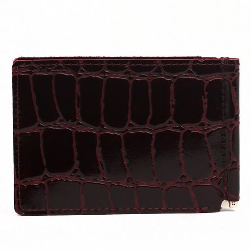 Зажим для купюр Premier-М-52 натуральная кожа (4 карм), бордо крок крупный (14) 218735  фото 2