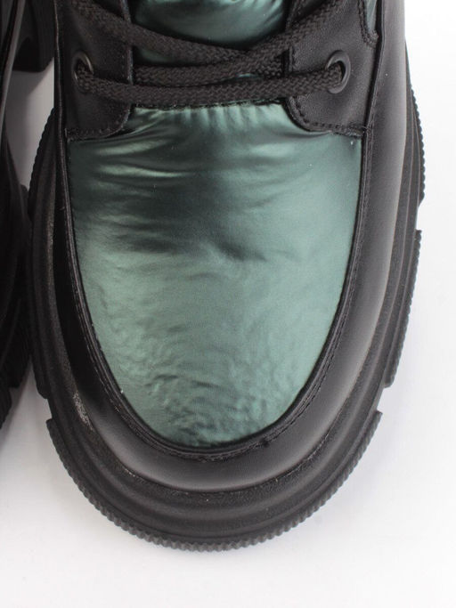 02-FAR137-3Z GREEN/BLACK Дутики женские (искусственная кожа, плащевая ткань, шерсть) - Фабричный китай фото 12