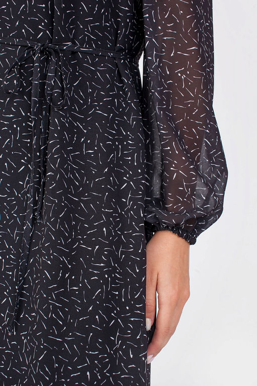 5-3014/783-5065-2 Платье принт белые штрихи на черном фоне - Serginnetti фото 7