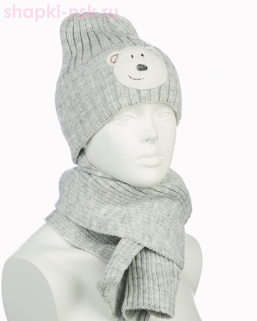 18-37-L Комплект для девочки флис (колпак+шарф) (50-54)