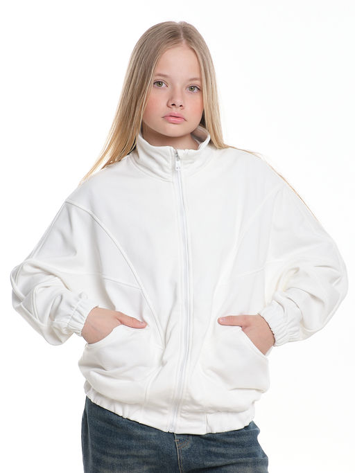 Толстовка на молнии для девочки 22-3208 белый - Mini maxi фото 3