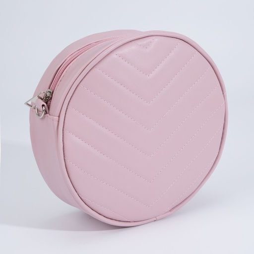 Сумка круглая из искусственной кожи, 18*18 см, цвет розовый - Nazamok фото 5
