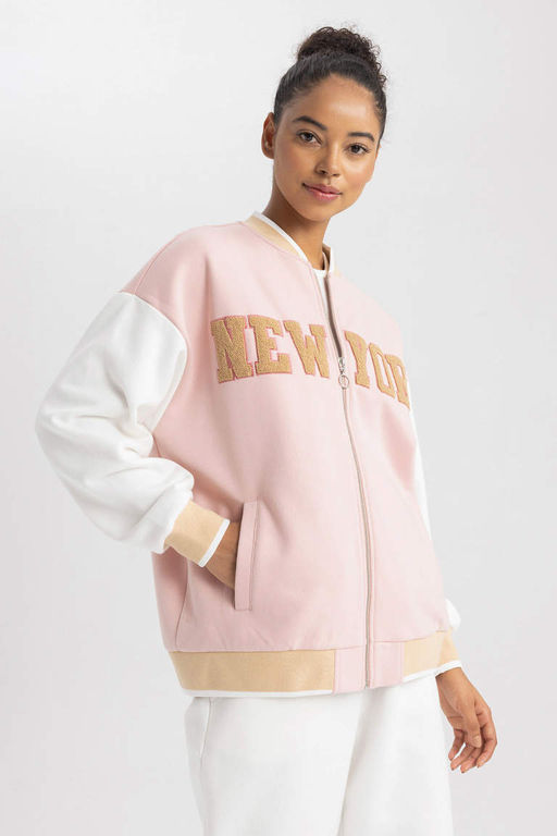 DeFactoFit Спортивный кардиган-бомбер оверсайз из плотной ткани  фото 4