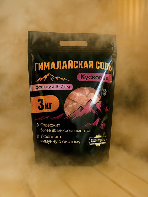 Соль гималайская колотая розовая 3-7 см, 3 кг