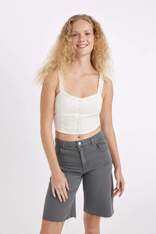 Блуза без рукавов с V-образным вырезом - Defacto фото 3