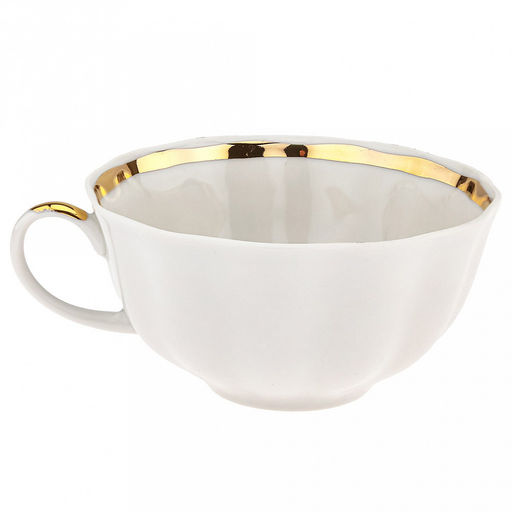 Чашка чайная фарфоровая Нина 220мл, д9,5см, h5см, форма Тюльпан, с блюдцем д15см, тонкостенный фарфор (Россия) - Домашняя мода фото 5