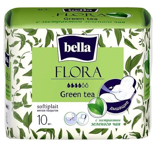 BELLA прокладки гигиен. FLORA (10шт) Green tea с экстрактом зеленого чая