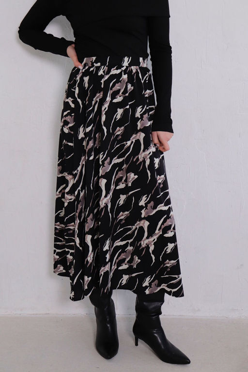 11374 Юбка А-силуэта чёрная с принтом - Martichelli фото 23